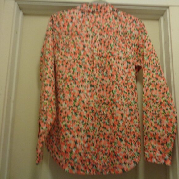 ORANGE & LIME SHERBERT FLOWERS COTTON SHIRT BY L.L. BEAN M - Picture 5 of 5